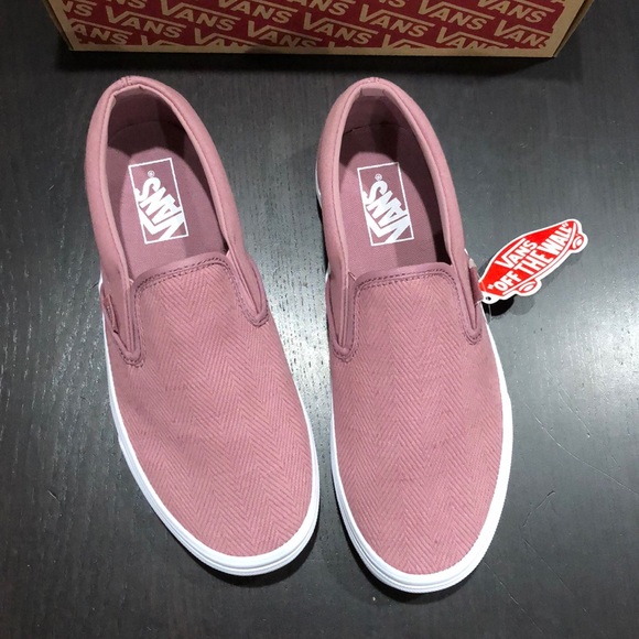 vans herringbone slip on rose